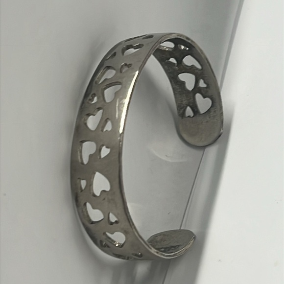 Stainless Steel Lazer Cut Heart Cuff Bracelet - Picture 3 of 6